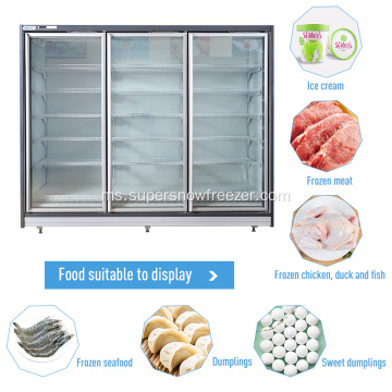 Double Glass Doors Supermarket Paparan Vertical Freezer